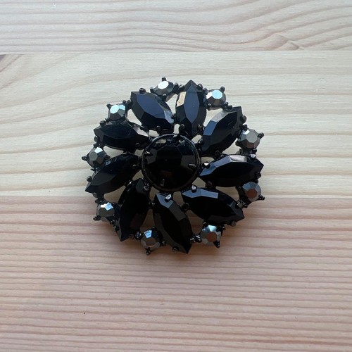 Vintage brosche schwarz strass - vintage,